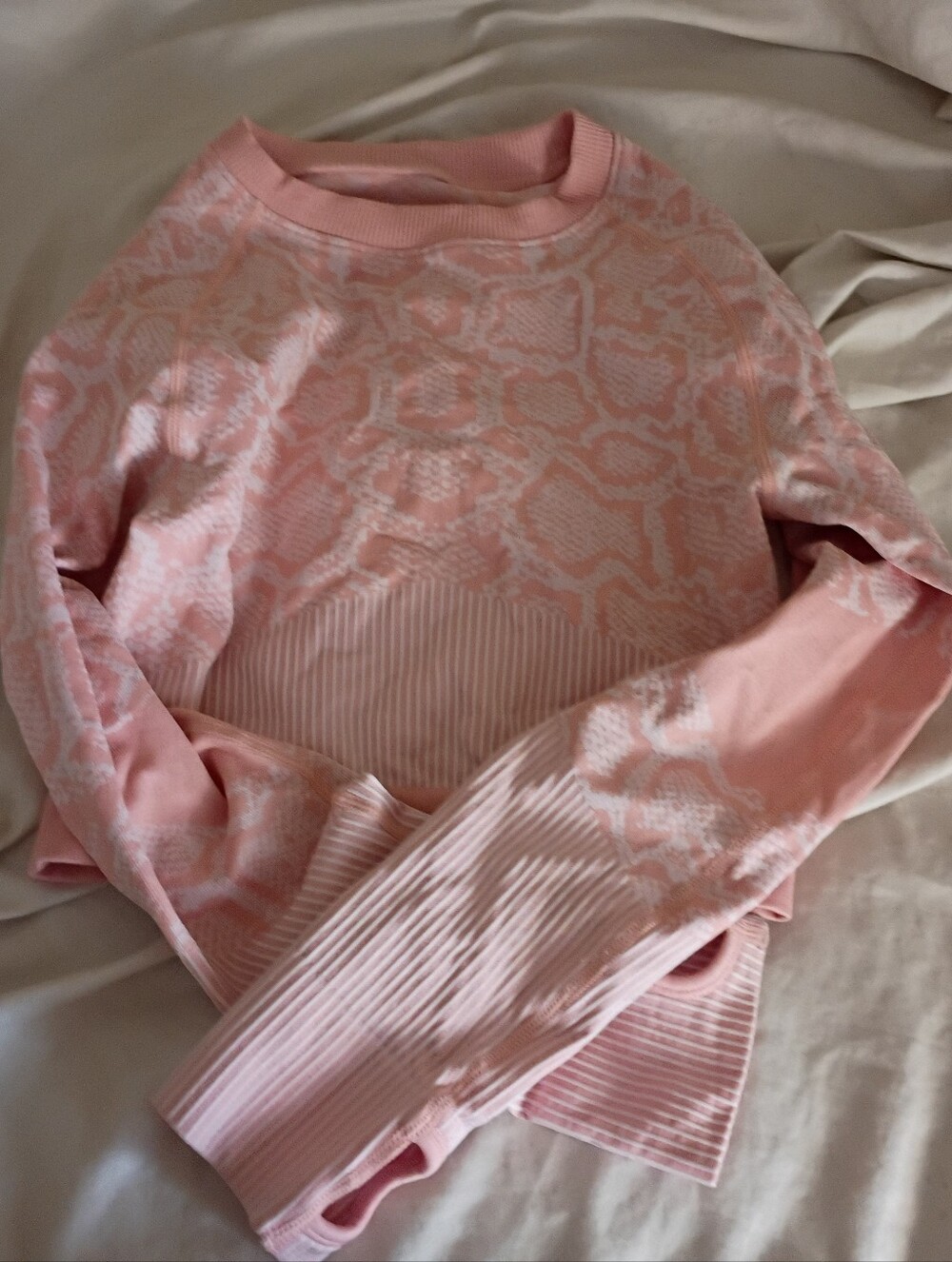 Pink Snake Skin Print Athletic Top with Thumbholes